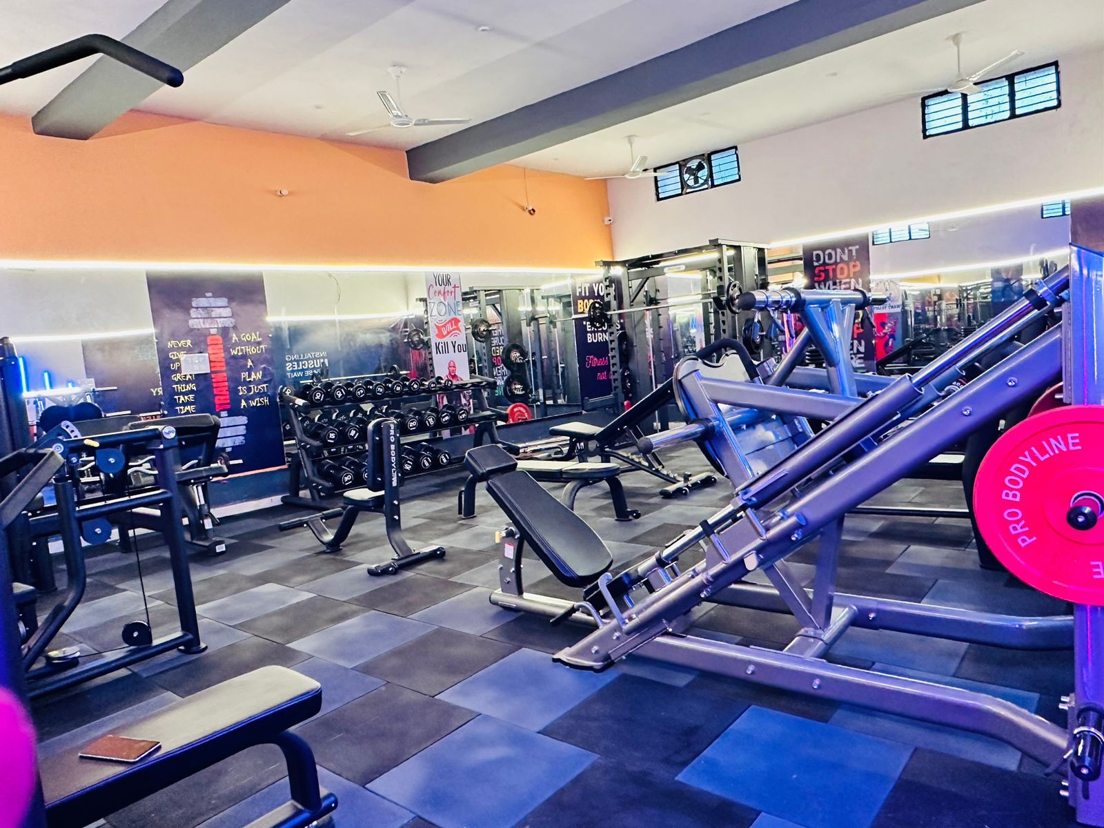 Strength equipment and training floor inside D Fitness Gym